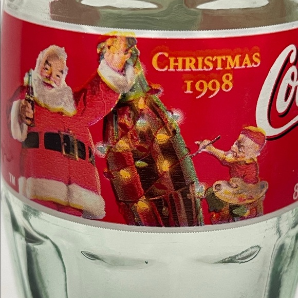 1998 Christmas Coca-Cola Classic Santa and Elf Empty Collector Bottle - 7.5” - Picture 2 of 5